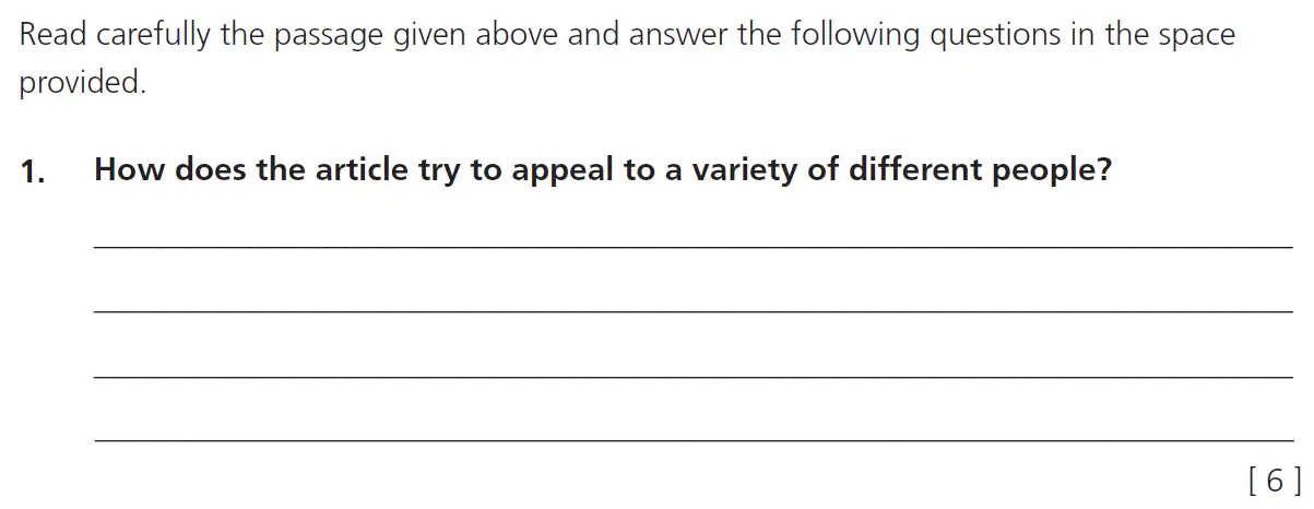 Question 1 - 11+ Comprehension – Inference – Test Paper 5