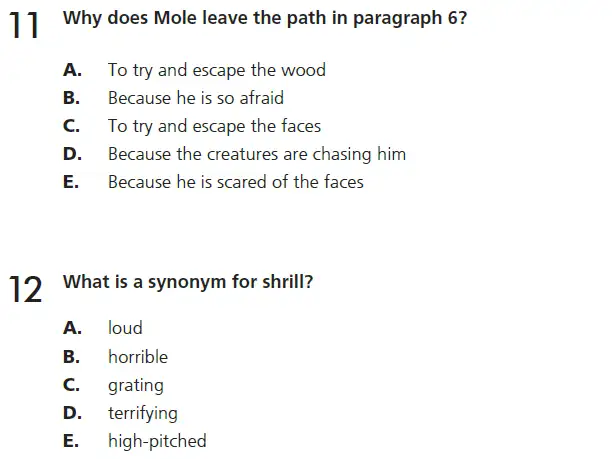 Question 11 & 12 - 11+ GL English Pack 1 Test Paper 1