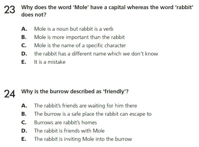 Question 23 & 24 - 11+ GL English Pack 1 Test Paper 1