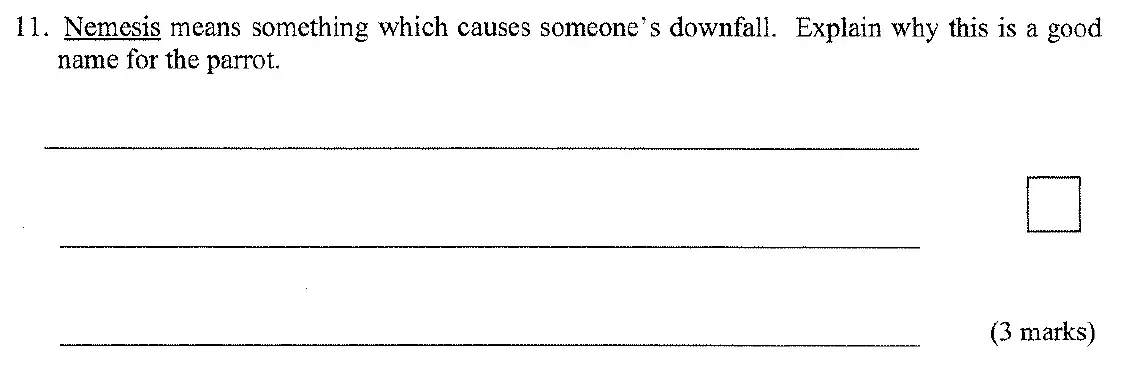 Question 11 - 11 Plus English Paper Group 1 - 2009
