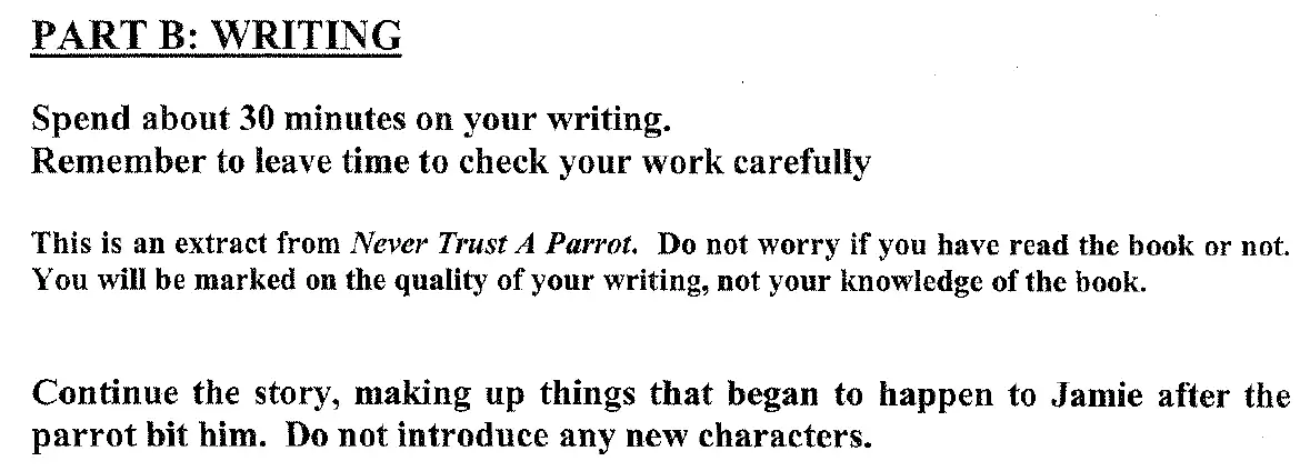 Writing task 01 - 11 Plus English Paper Group 1 - 2009