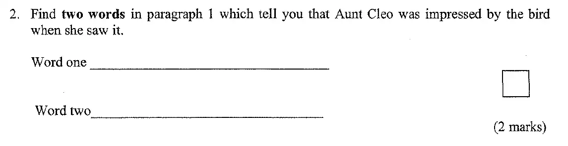 Question 02 - 11 Plus English Paper Group 1 - 2009
