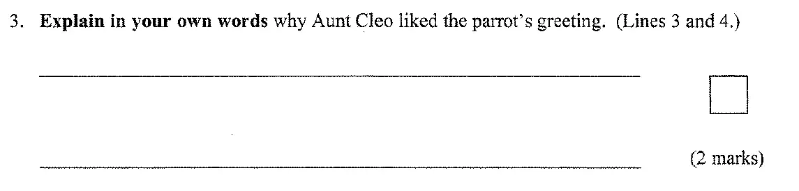 Question 03 - 11 Plus English Paper Group 1 - 2009