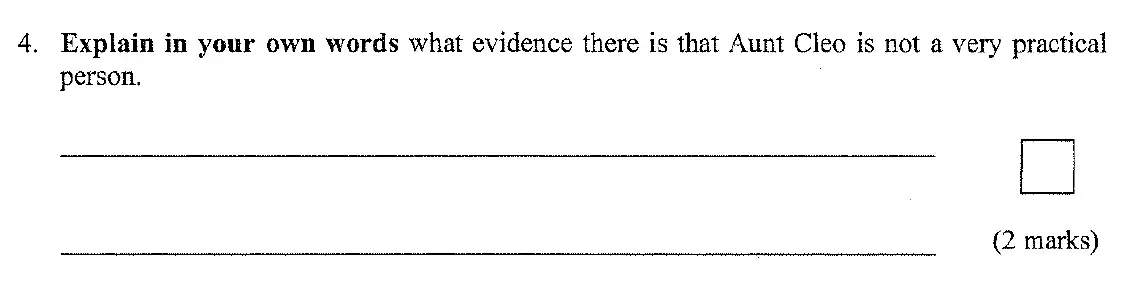 Question 04 - 11 Plus English Paper Group 1 - 2009