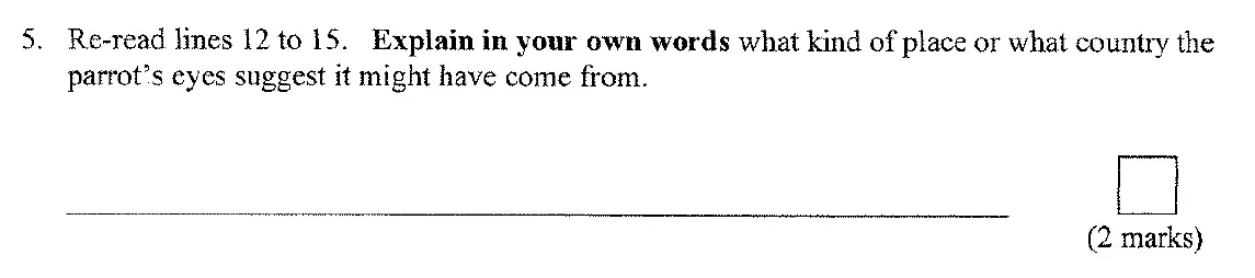 Question 05 - 11 Plus English Paper Group 1 - 2009