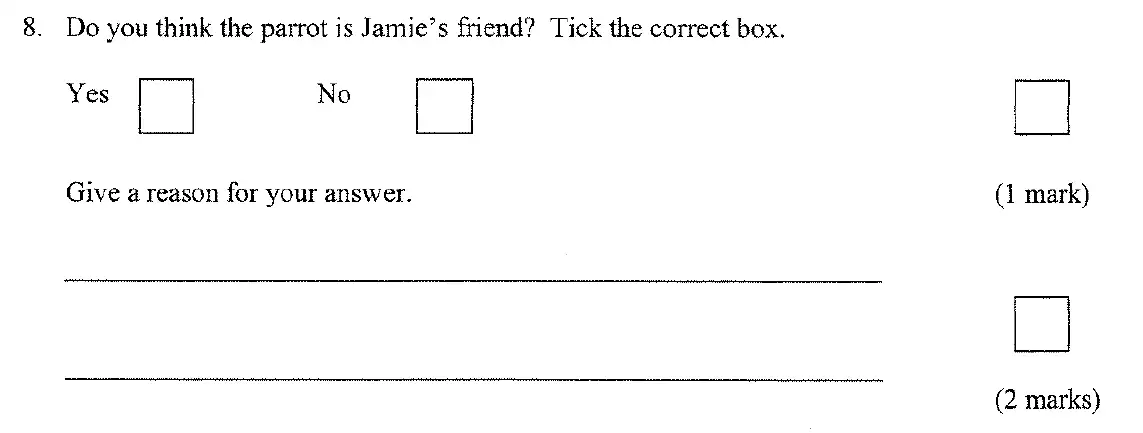 Question 08 - 11 Plus English Paper Group 1 - 2009