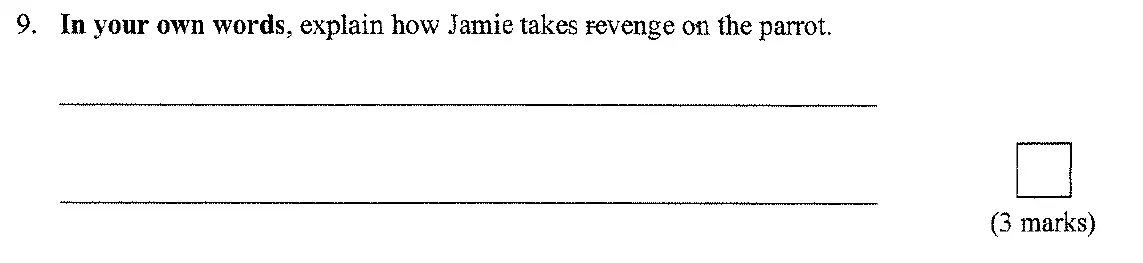 Question 09 - 11 Plus English Paper Group 1 - 2009