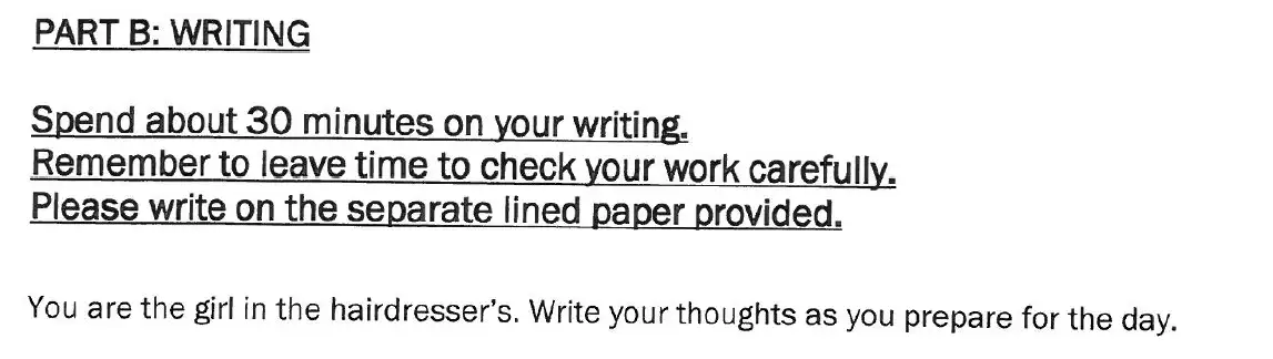 Writing task 1 - Group 1 – 11+ English Paper – 2011