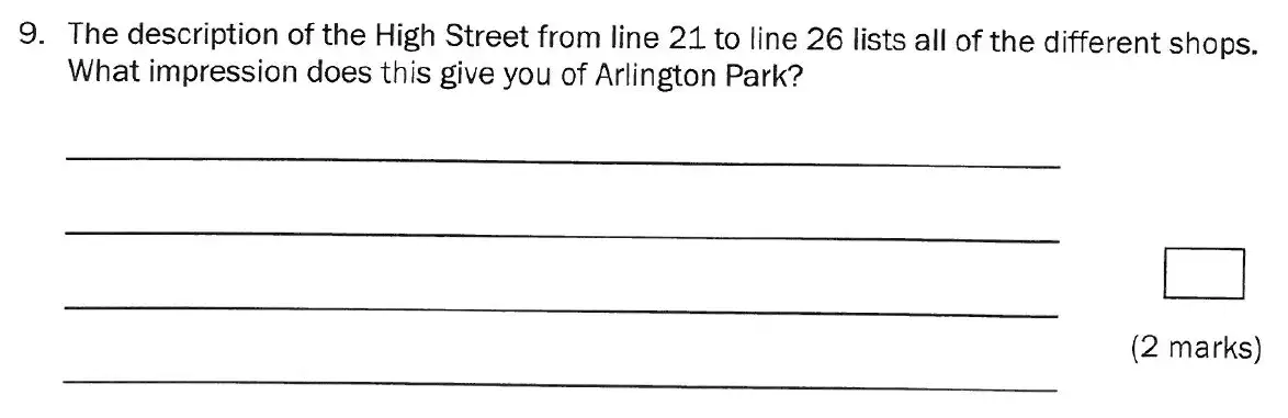Question 9 - Group 1 – 11+ English Paper – 2011