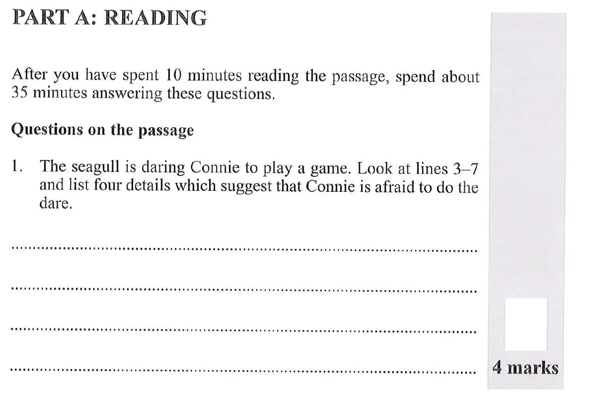 Question 01 - 11 Plus English Paper Group 1 - 2012