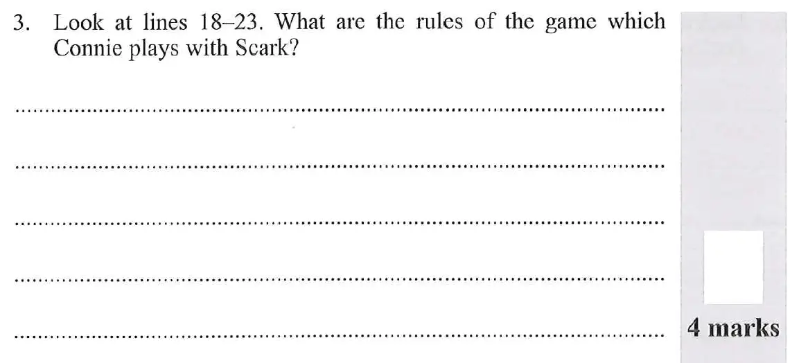 Question 03 - 11 Plus English Paper Group 1 - 2012