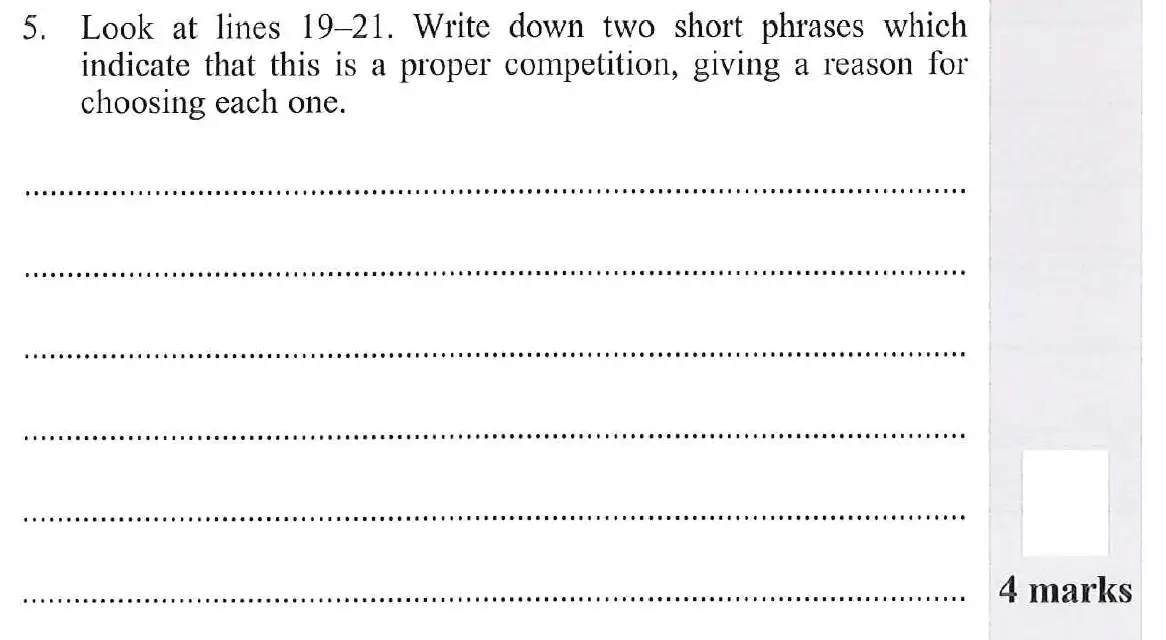 Question 05 - 11 Plus English Paper Group 1 - 2012