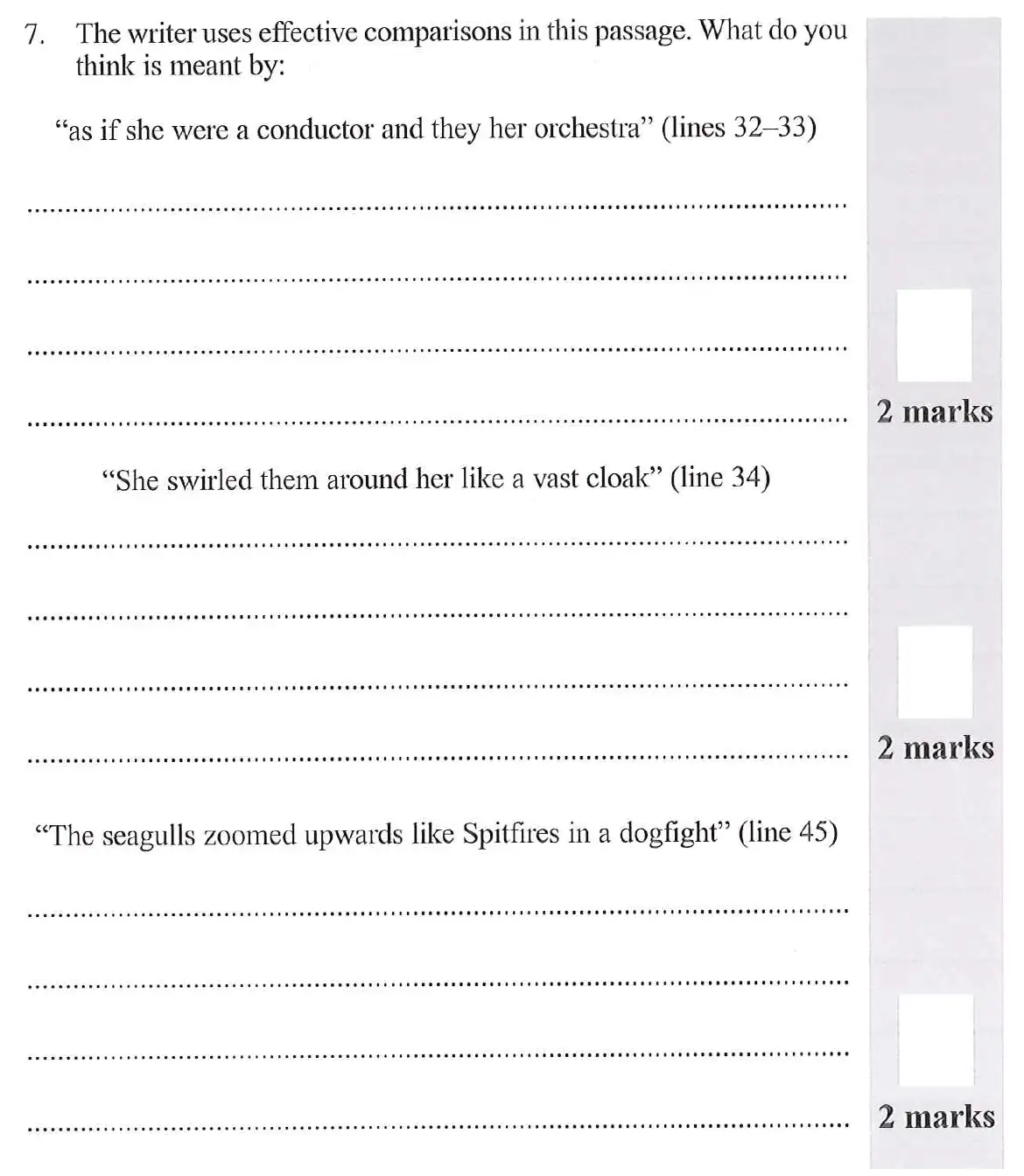 Question 07 - 11 Plus English Paper Group 1 - 2012
