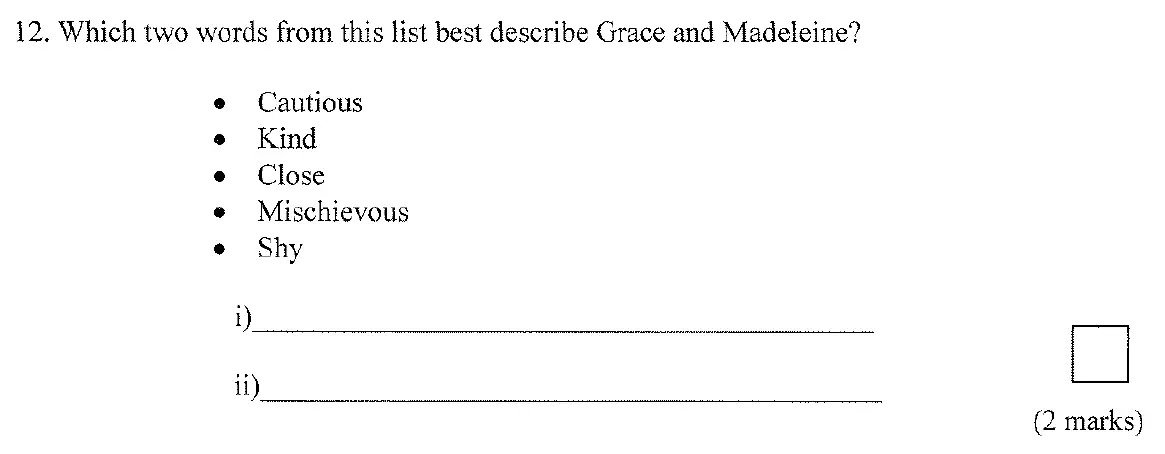 Question 12 - City of London School for Girls – 11+ English Entrance Examination – 2008