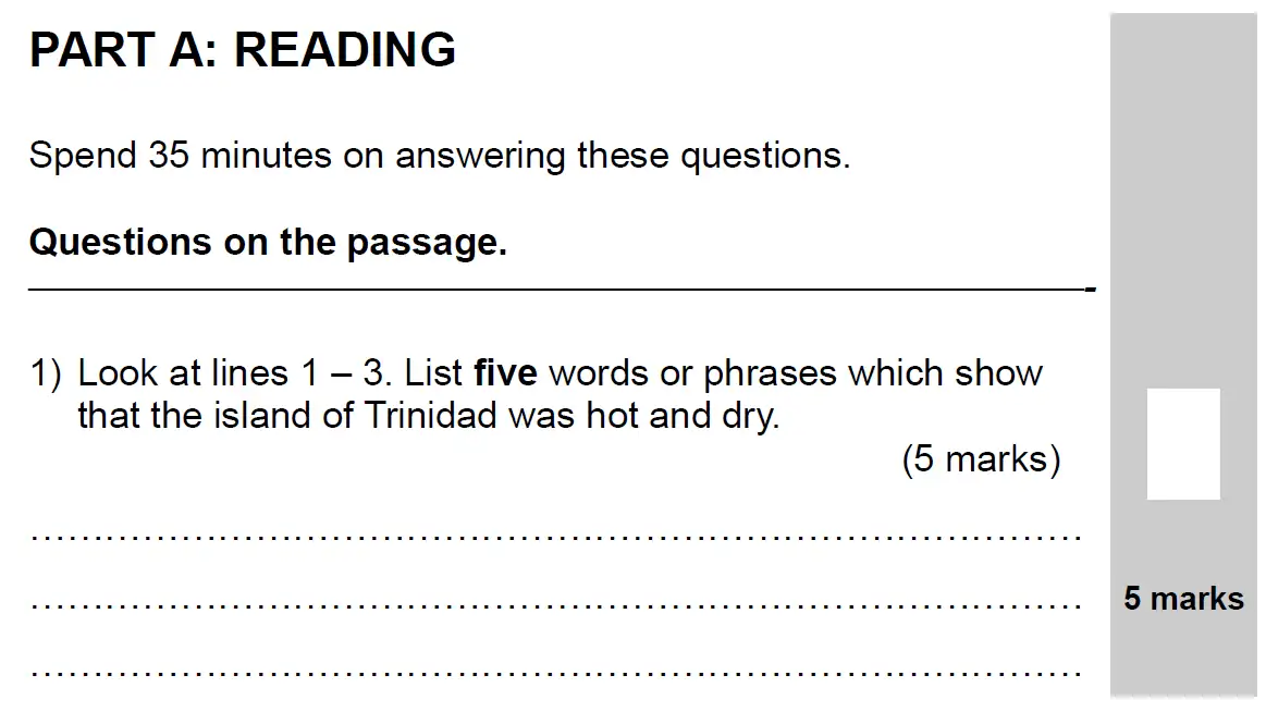 Question 01 - 11 Plus English Paper Group 2 - 2009