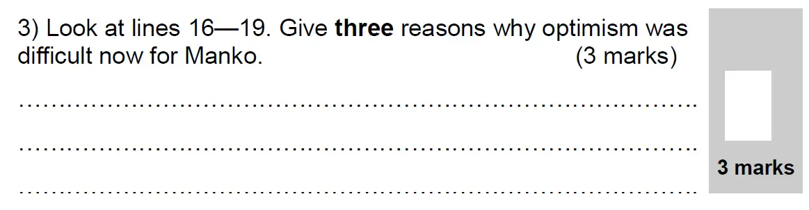 Question 03 - 11 Plus English Paper Group 2 - 2009