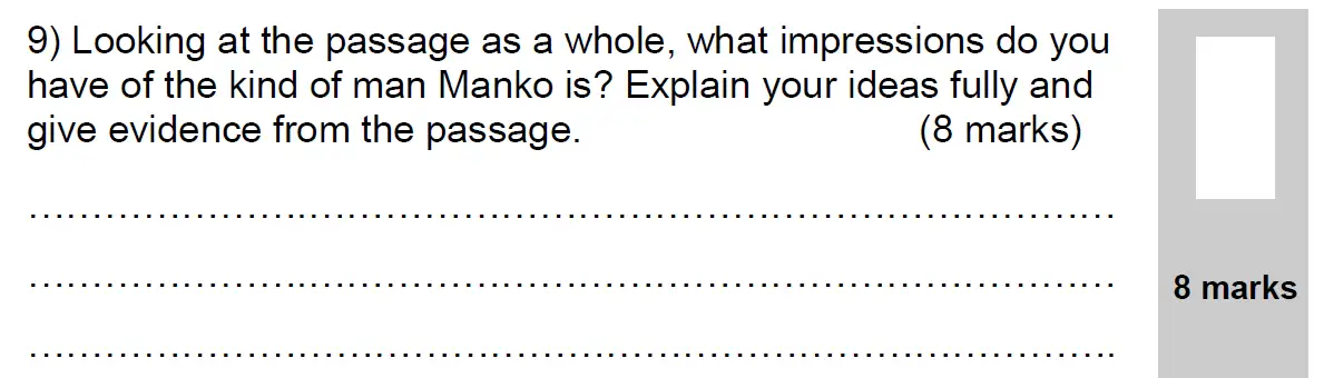Question 09 - 11 Plus English Paper Group 2 - 2009