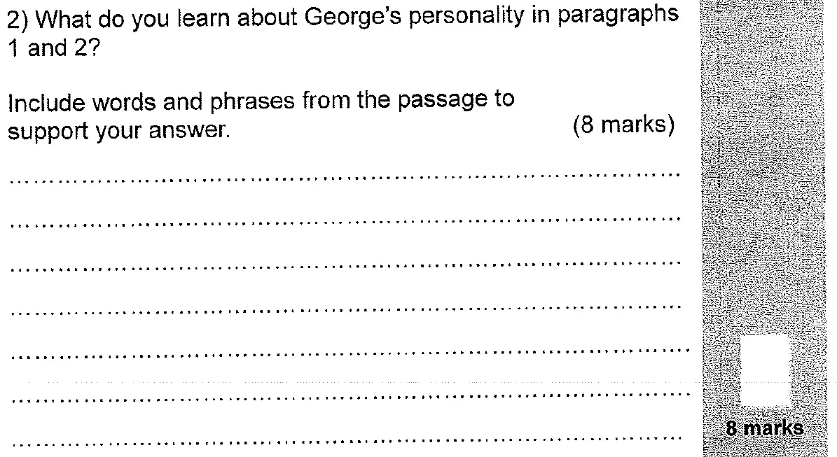 Question 02 - 11 Plus English Paper Group 2 - 2011