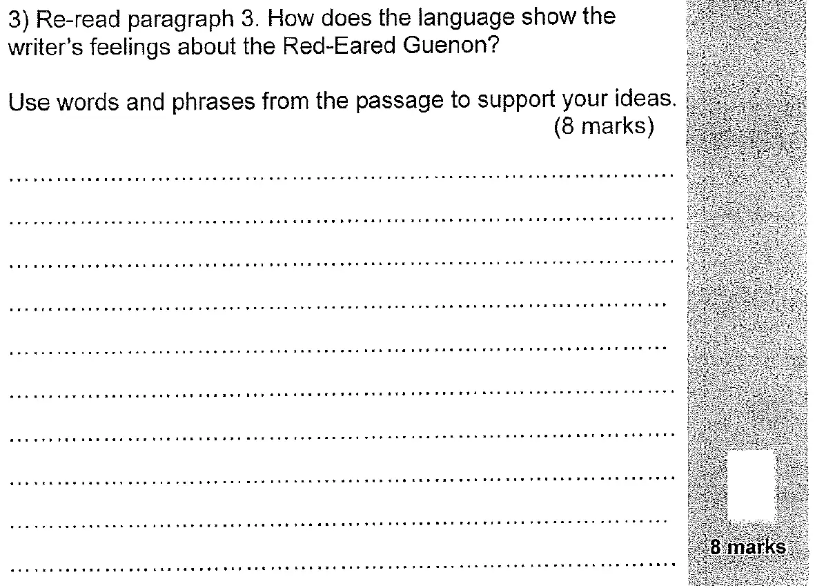 Question 03 - 11 Plus English Paper Group 2 - 2011