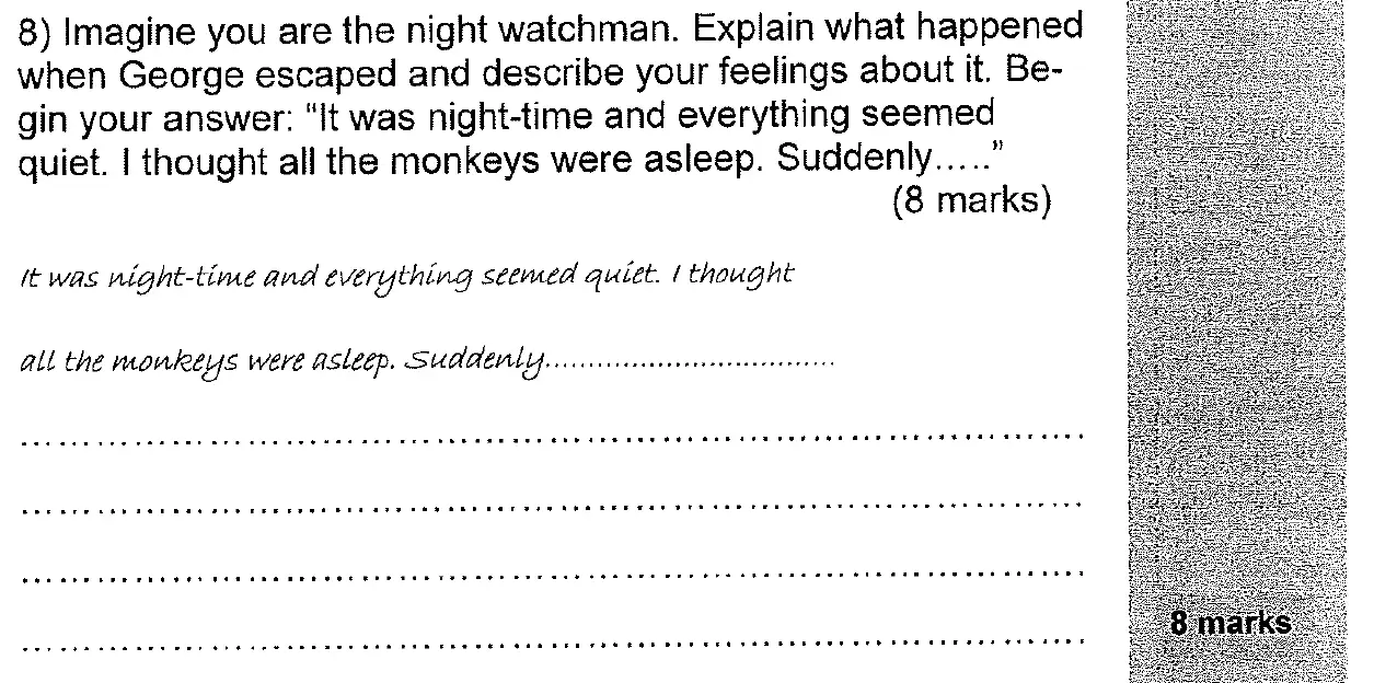 Question 08 - 11 Plus English Paper Group 2 - 2011