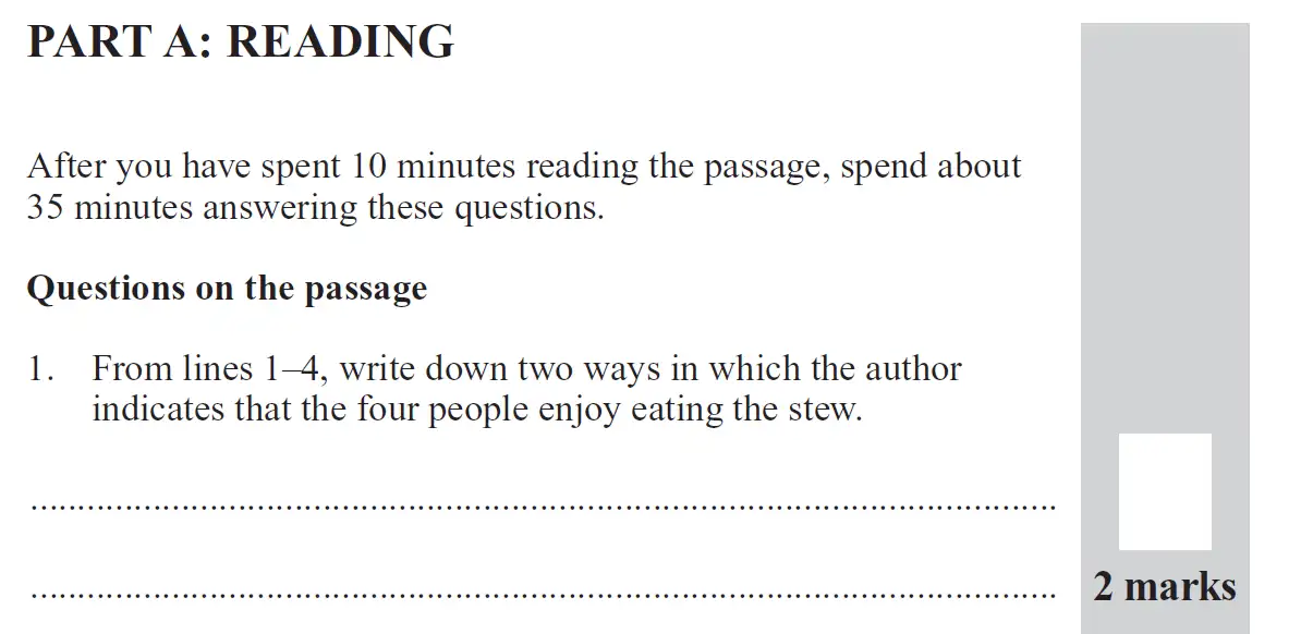 Question 01 - 11 Plus English Paper Group 2 - 2012
