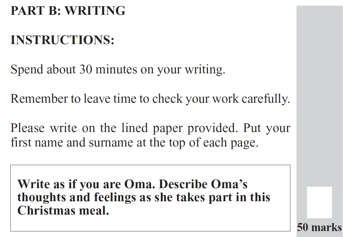 Writing task 01 - 11 Plus English Paper Group 2 - 2012