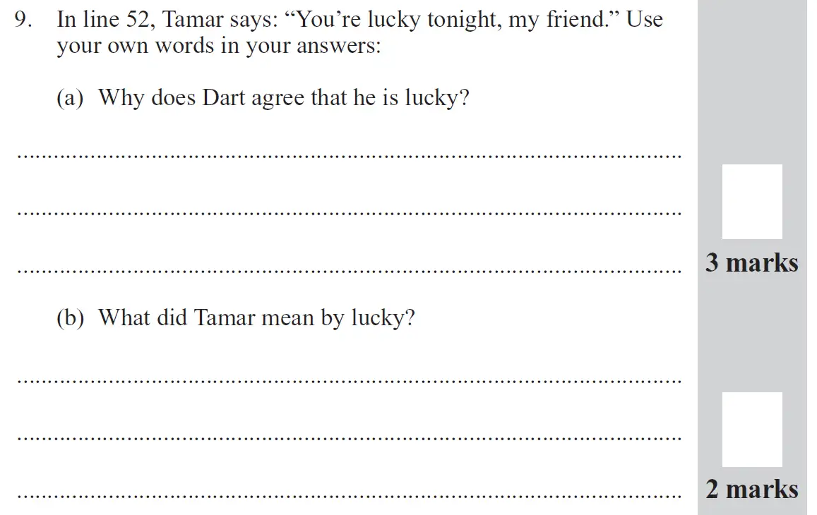 Question 09 - 11 Plus English Paper Group 2 - 2012