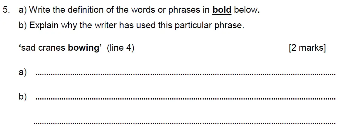Question 05 - Alleyn’s School – 11 Plus English Sample Examination Paper 2 – 2024