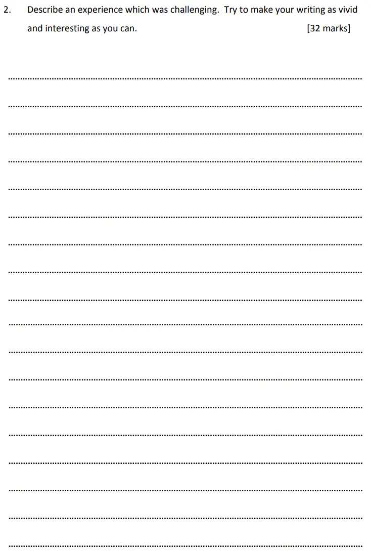 Writing task 02 - Alleyn's School 11 Plus English Sample Examination Paper 1