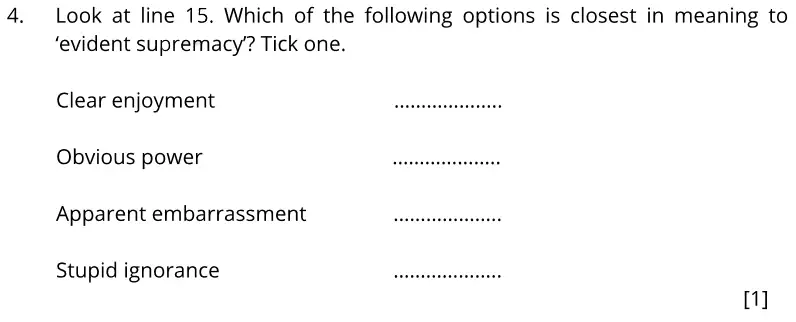 Question 04 - Bancroft's School - 11+ English Sample paper 1 - 2020
