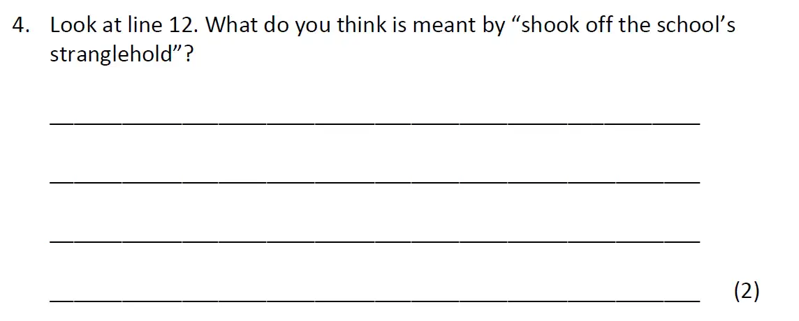 Question 04 - Bancroft’s School – 11+ English Sample Paper 2 – 2020