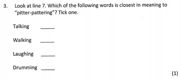 Question 03 - Bancroft’s School – 11+ Entrance Examination English Paper 2018