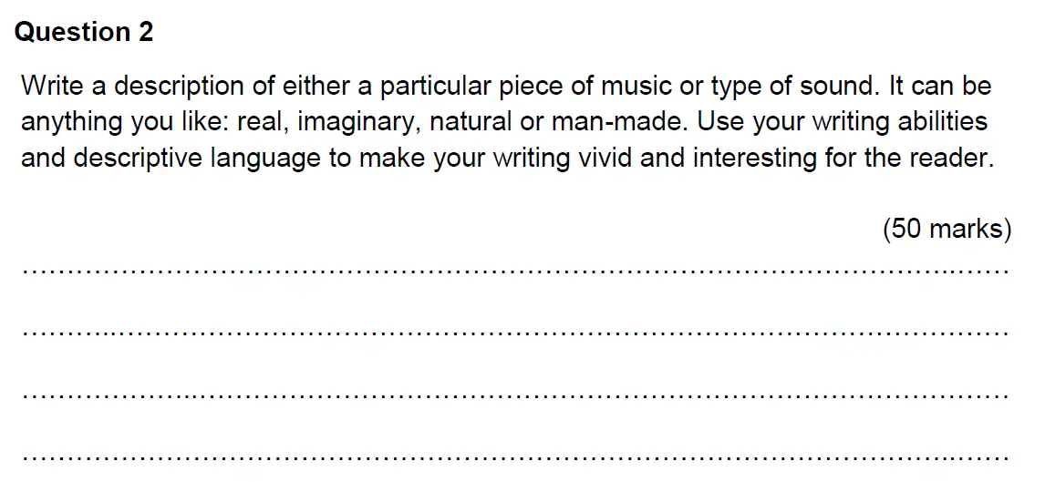 Writing task 01 - Benenden Kent - 11 Plus English Scholarship Exam - 2016