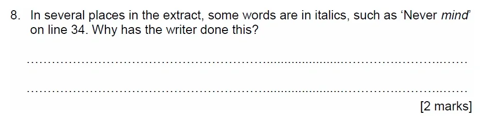 Question 08 - Bradford School – 11+ English Specimen Paper – 2026