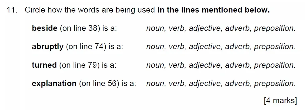 Question 11 - Bradford School – 11+ English Specimen Paper – 2026