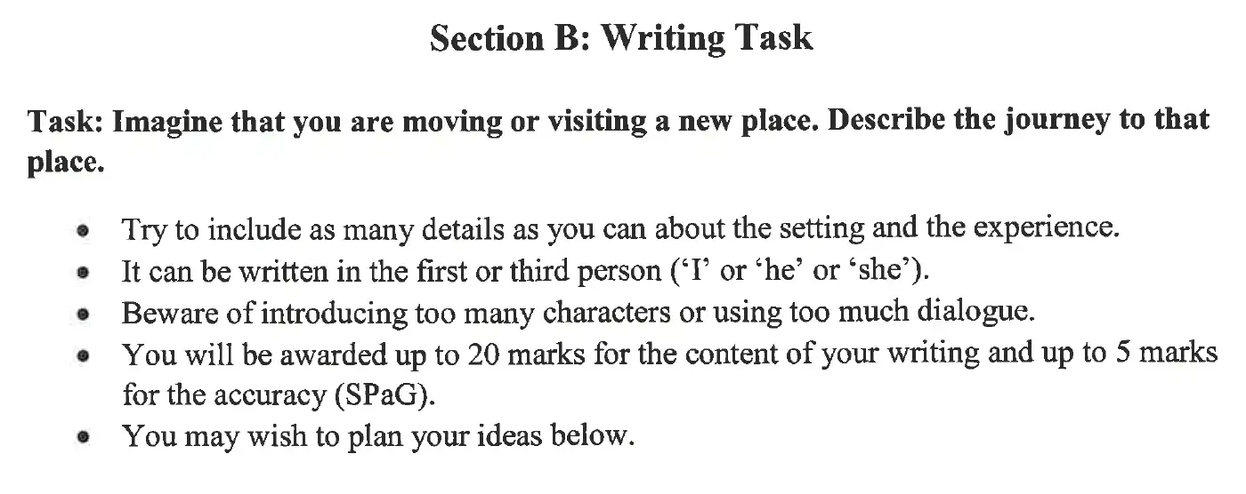 Writing task Writings - Caterham School –  11+ English Entrance Exam – 2025