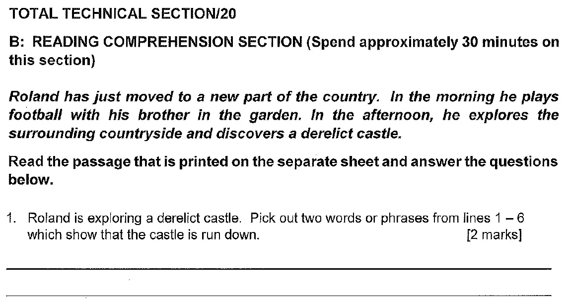 Question 01 - Chigwell School – 11+ English Entrance Examination – 2019