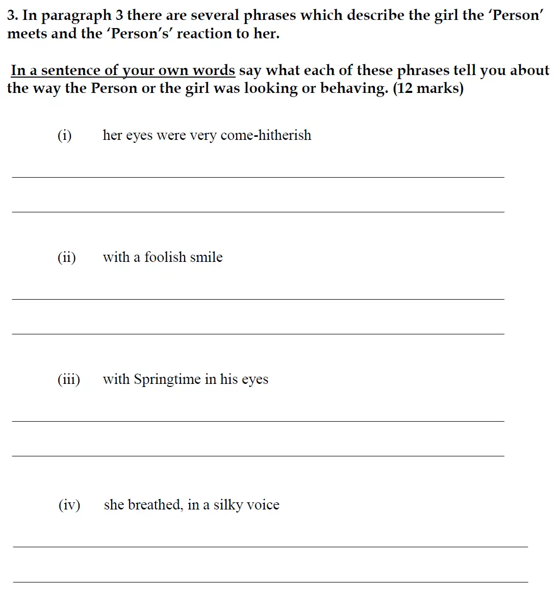 Question 03 - Christ’s Hospital – 11+ English Entrance Tests – 2016