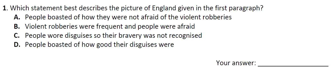 Question 01 - City of London School 11 Plus English Entrance Exam Paper 2018