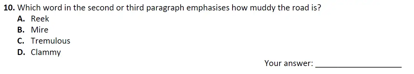 Question 10 - City of London School 11 Plus English Entrance Exam Paper 2018