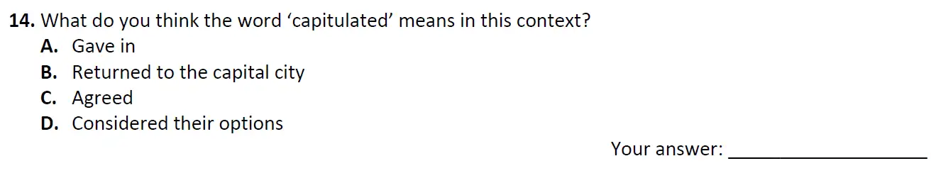 Question 14 - City of London School 11 Plus English Entrance Exam Paper 2018