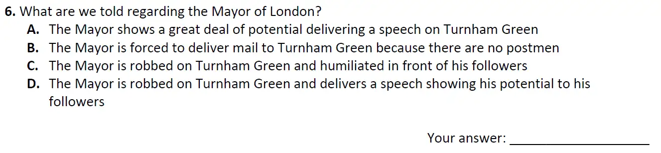 Question 06 - City of London School 11 Plus English Entrance Exam Paper 2018