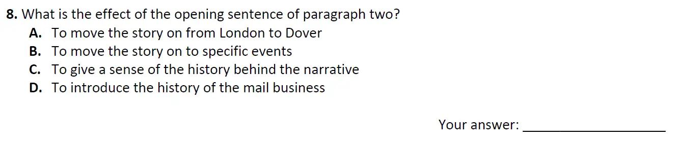 Question 08 - City of London School 11 Plus English Entrance Exam Paper 2018