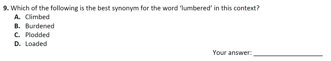 Question 09 - City of London School 11 Plus English Entrance Exam Paper 2018