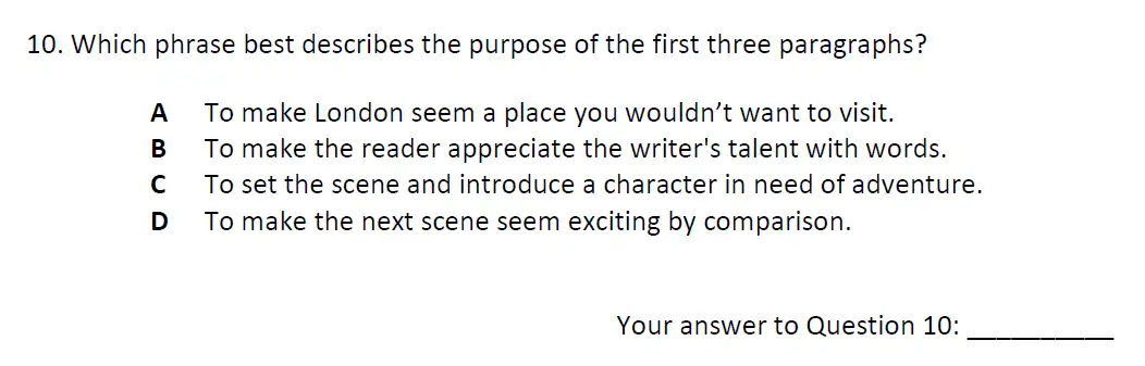 Question 10 - City of London School 11 Plus English Entrance Exam Paper