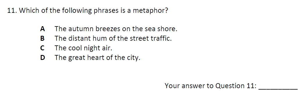 Question 11 - City of London School 11 Plus English Entrance Exam Paper