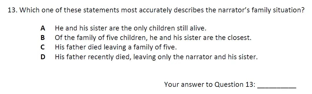 Question 13 - City of London School 11 Plus English Entrance Exam Paper