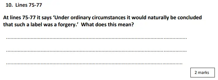 Question 10 - City of London School for Girls Year 7 Entrance Examination English Sample Paper