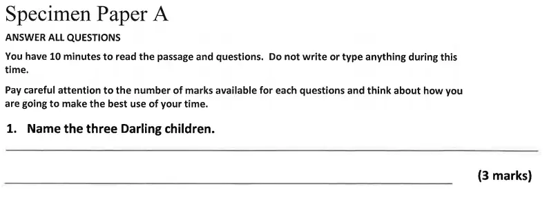Question 01 - Dulwich College 11 Plus English Specimen Paper – A