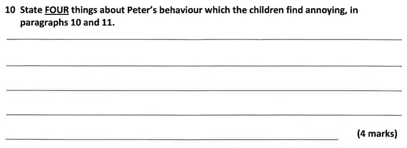 Question 10 - Dulwich College 11 Plus English Specimen Paper – A